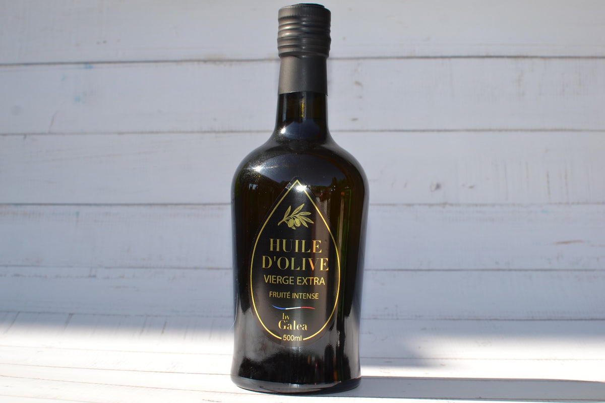 Bouteille d'huile d'olive vierge extra fruité intense GALEA, cuvée spéciale du moulin d'Estagel