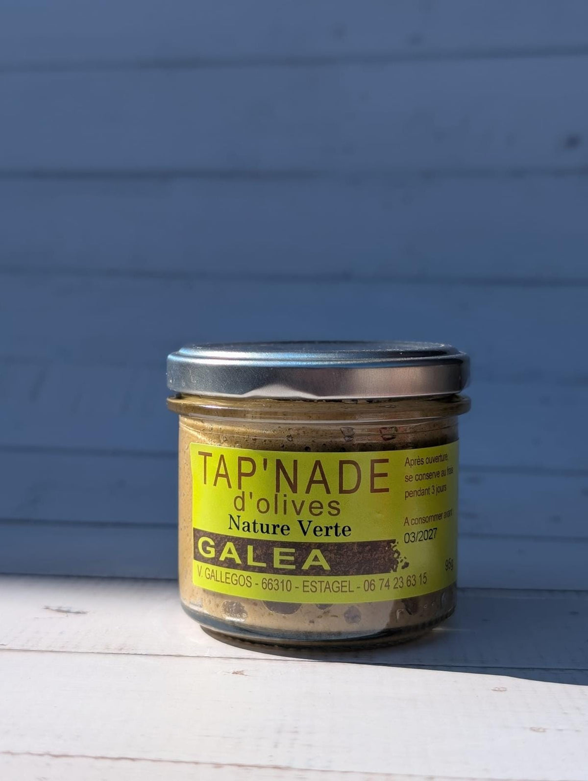 Bocal de tapenade d'olives vertes nature GALEA, moulin d'Estagel